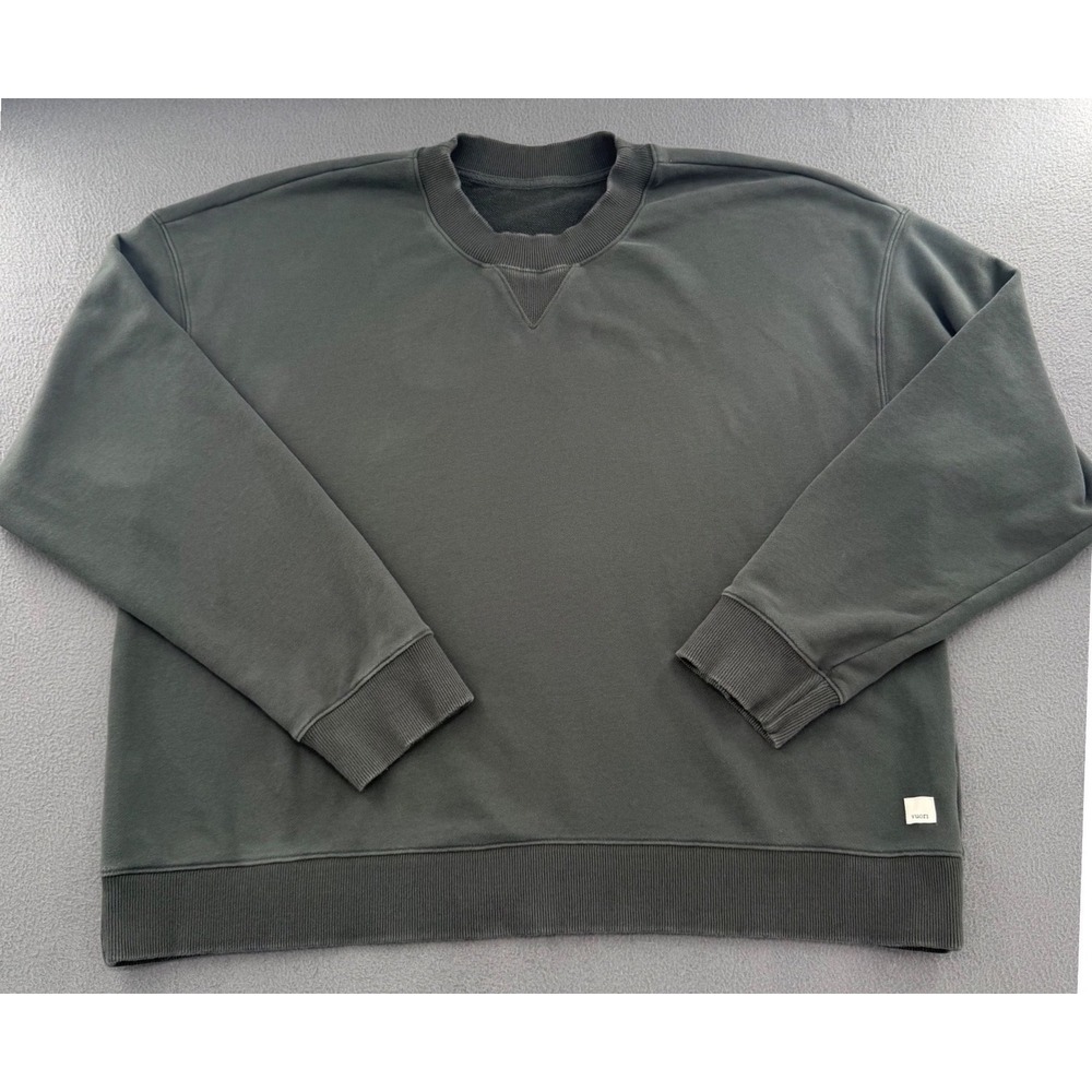 Vuori Sedona Crewneck Sweatshirt XL Green V-Stitch Oversized VTG Wash Earthy